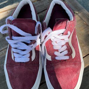 Red Seude Vans Size 5.5